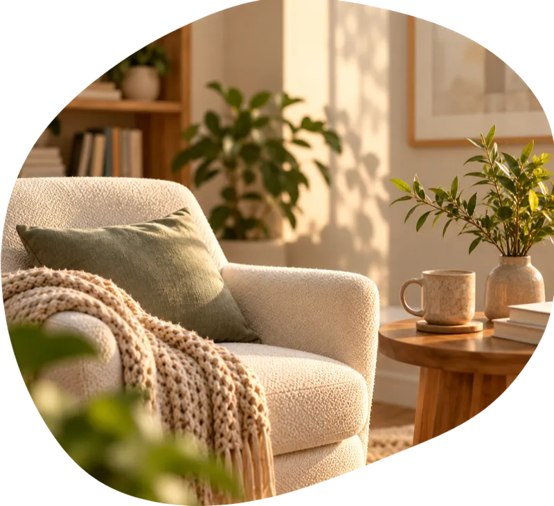 Warm and comfortable therapy space